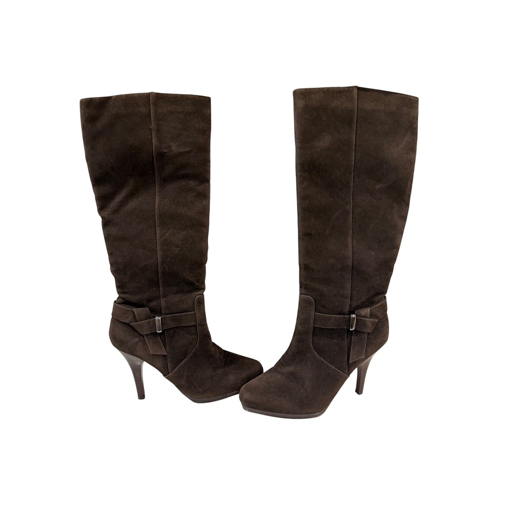 Worthington Womens Brown Faux Suede Tall Stiletto Boots Size 9.5 M 023-7212